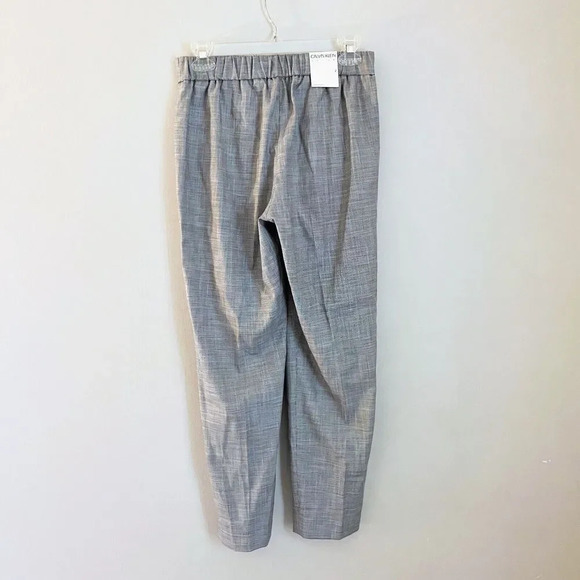 Calvin Klein Women B&W Gray Ankle Pants 2 Plaid Pleated Pull On Check Office NEW - Picture 3 of 14